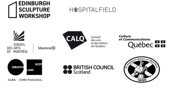 Logos of ESW, Hospitalfield, and project funders for the Darling Newhaven project in Canada and the UK.