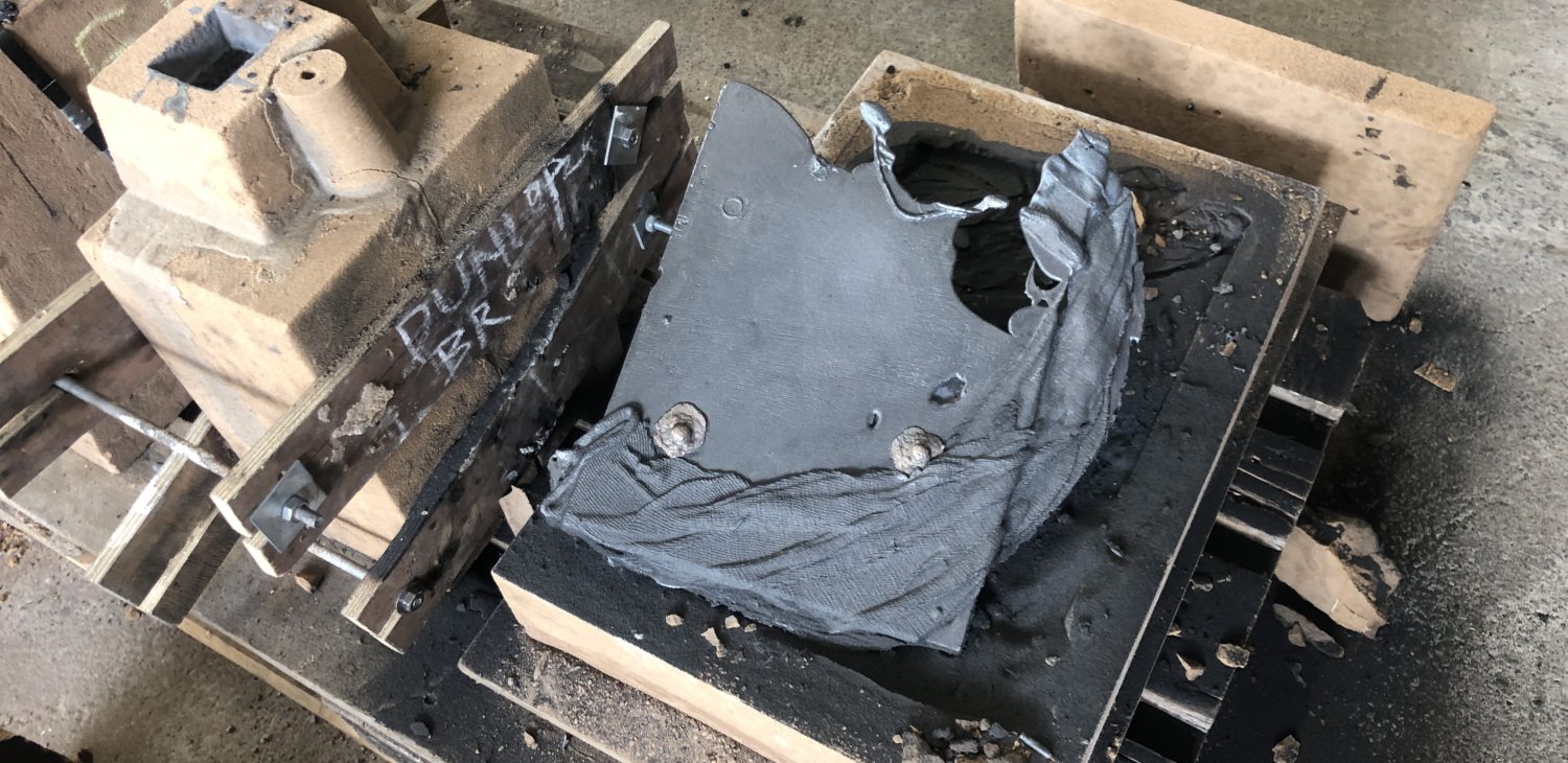 De-moulding day, with collaborators explaining outcomes to audience, Alternative Foundry Practices.