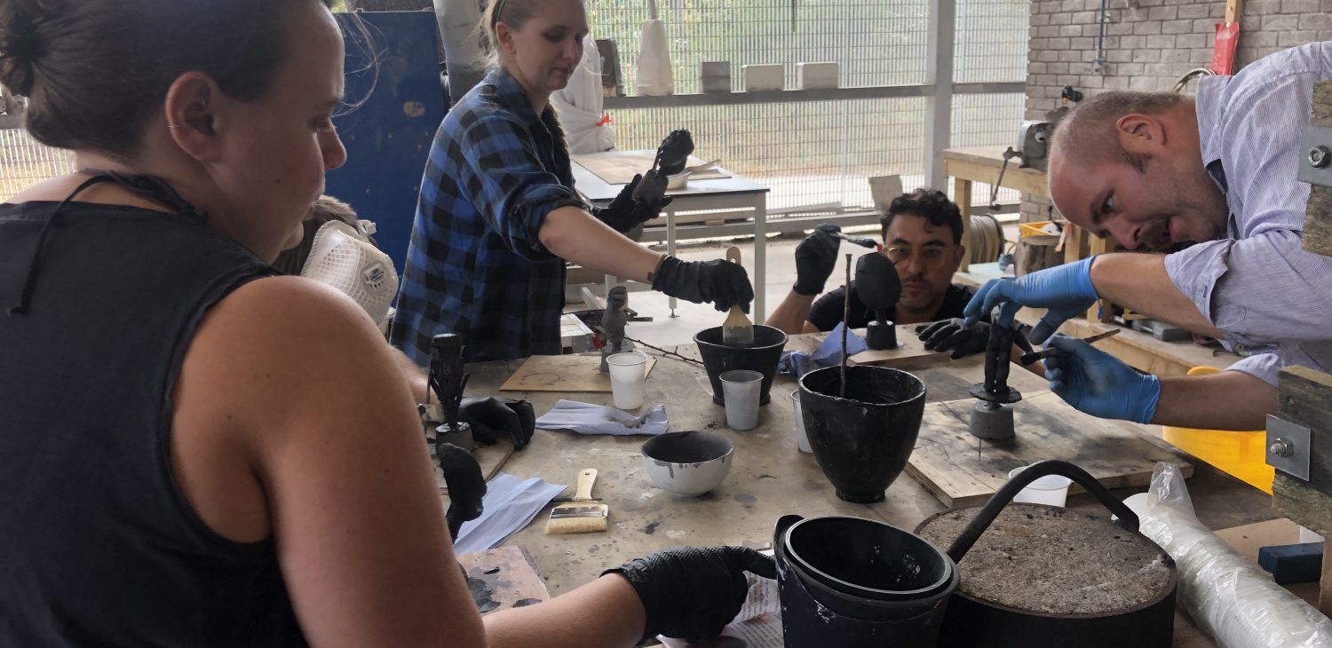 Dung Moulds being made by the collaborators, Alternative Foundry Practices.